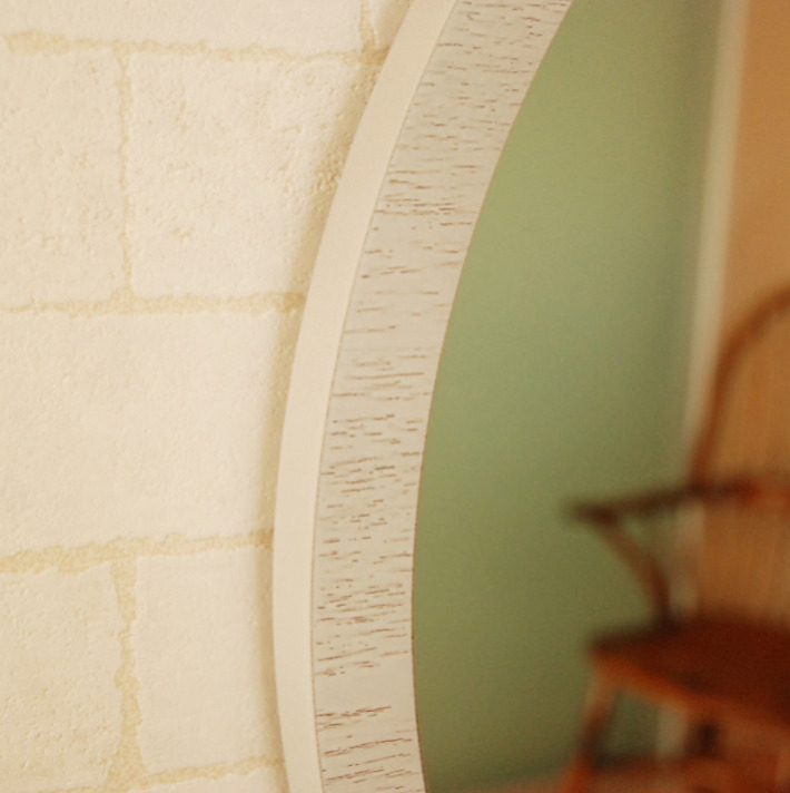 ラウンドミラー L 壁掛け ウォールミラー 52cm チーク ホワイト 日本製アンティーク家具 デザイナーズ家具 チェア 照明 シャンデリア