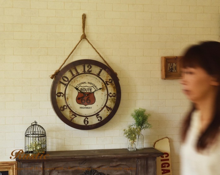 大型 時計 壁掛け ウォールクロック Route66 Grand Clock エンボス